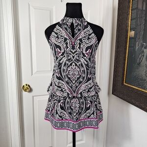 White House Black Market Sleeveless Peplum Halter Top w/ Elastic Waist, Small